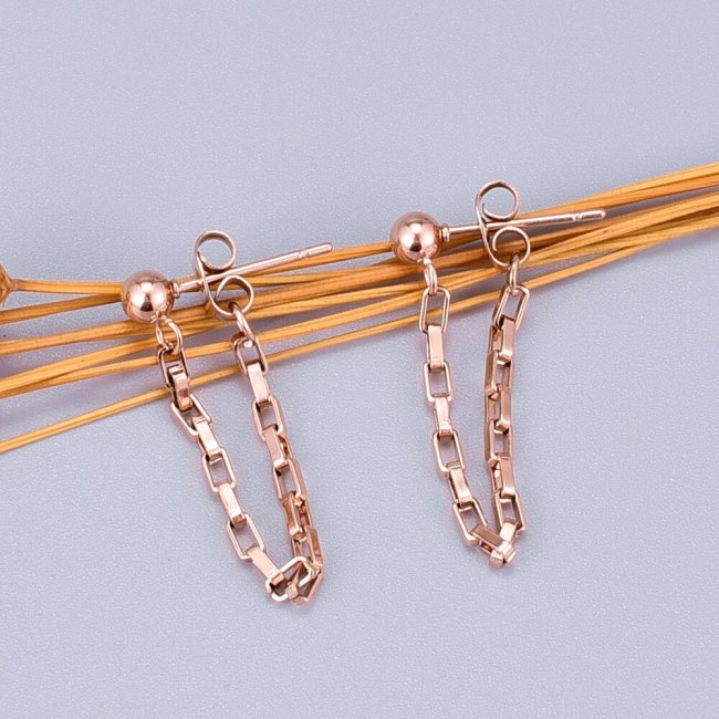 E43 Wholesale European and American Simple Cold Style Stylish and Unique Trendy Chain Long Earrings Golden Earrings