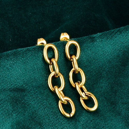 E122 Vintage Long Chain Stud Earrings European and American High Texture Chain Grain Earrings for Women