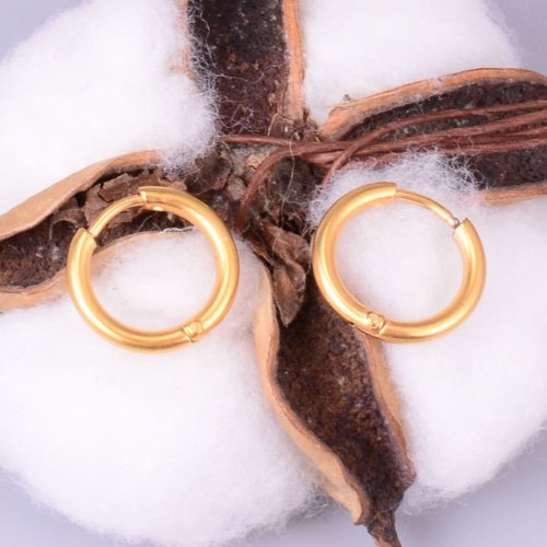 E36 Cool Style 18K Gold Titanium Steel Ear Ring Personality Simple Men and Women Couple Rose Gold Earrings Gift