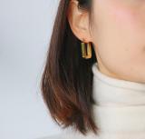 E136 Titanium Steel Cold Style Square Earrings Elegant Korean Square Long Earrings Personalized Earrings