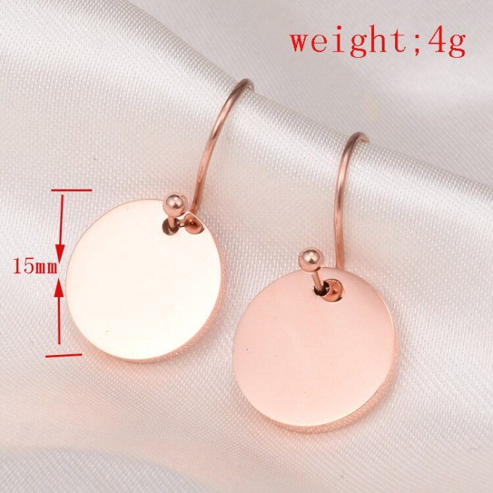 E26 Generous Style Mid-Wafer Sequins Ear Hook Earrings 18K Titanium Steel Rose Gold European and American Style