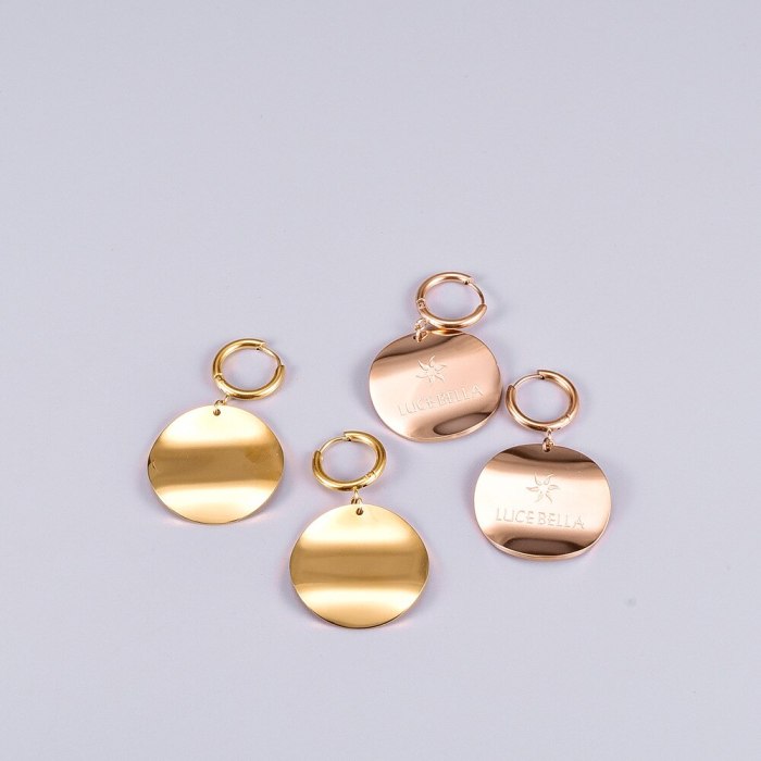 E96 Korean Fashion Titanium Steel Plated 18K Gold Net Red Earrings Personality Wave round Brand Ear Studs Earrings Ear Ring