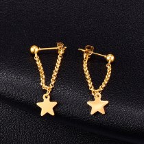 E124 Back-Mounted Star Chain Stud Earrings Women's Tassel Pendant Titanium Steel Plated 18K Gold Accessories