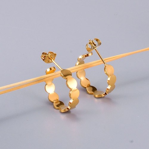 E57 Studs Earrings for Women Small Ear Ring Simple European and American Style Titanium Steel 18K Gold Plating