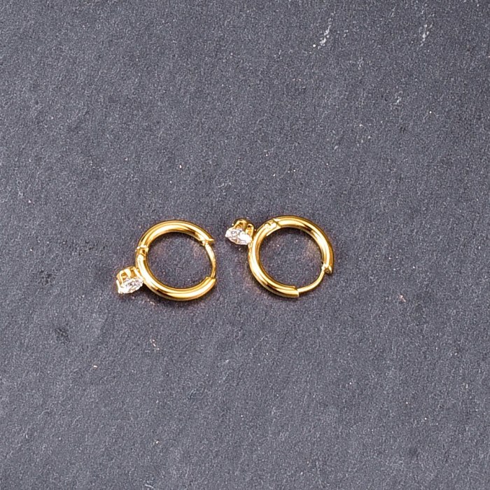 E96 Mini Golden Balls Circle Titanium Steel Gold Little Earrings Bone Ring Ear Ring Nail Ring Shining Diamond Zircon Earrings