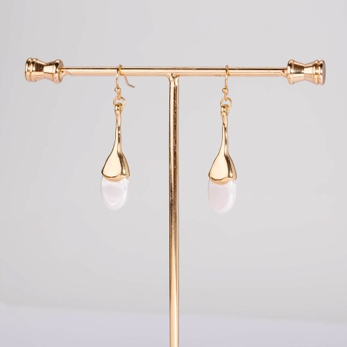 Japanese and Korean Ins Hot Sale Oval Flat Pearl Simple Wild Earrings Baroque Metal Good Texture Personality Design Ornament