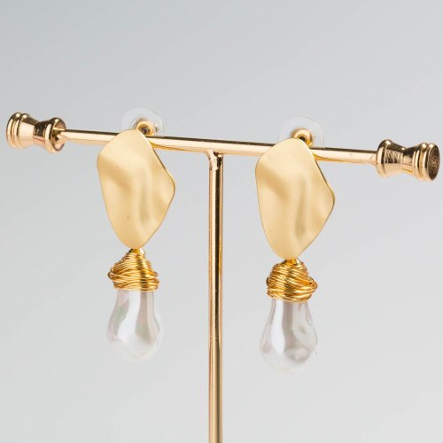 Korean Fashion Summer Hot Sale Earrings Jewelry Geometric Auricular Needle Hand-Woven Imitation Baroque Pearl Earrings