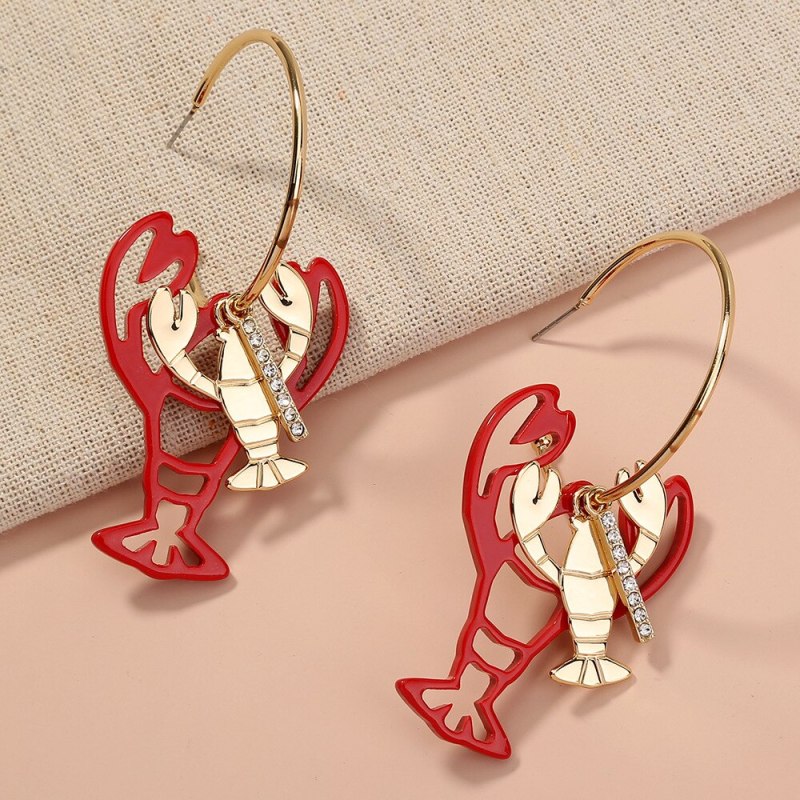 Fashion Exaggerated Street Shot Internet Celebrity Crayfish Earrings Creative Multi-Layer Big Brand Street Shot Earrings
