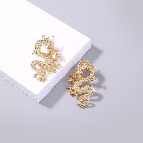 Ornament Europe and America Zodiac Dragon Trend Dragon Shape Earrings Fashion Exaggerated and Personalized Stud Earrings