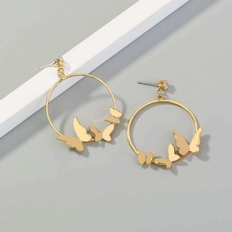 Europe and America Cross Border Hot Fashion Metal Butterfly Eardrops Earrings Boho Features Personalized Earrings