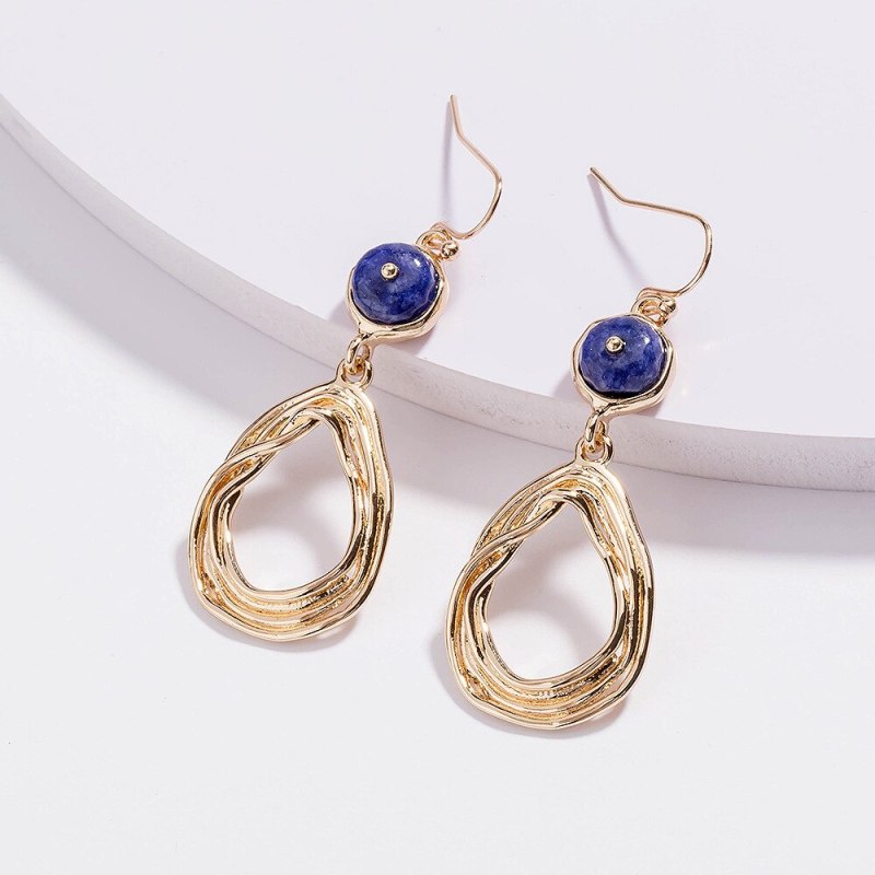 European and American Jewelry Creative and Elegant Green Crystal Natural Stone Cut Shaped Water Drop Pendant Earrings for Women