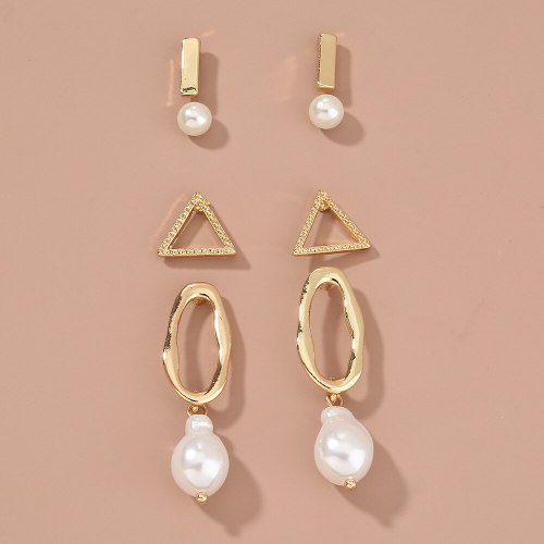 Simple All-Matching Geometric Ear Studs Earrings Combination Set Ins Style All-Matching Daily Set Earrings
