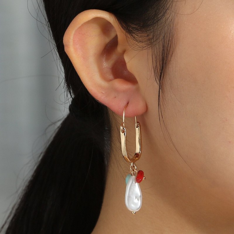 European and American Hot Sale U-Shaped Stud Earrings Simple Pearl Earrings Eardrops Natural Stone Accessories Earrings