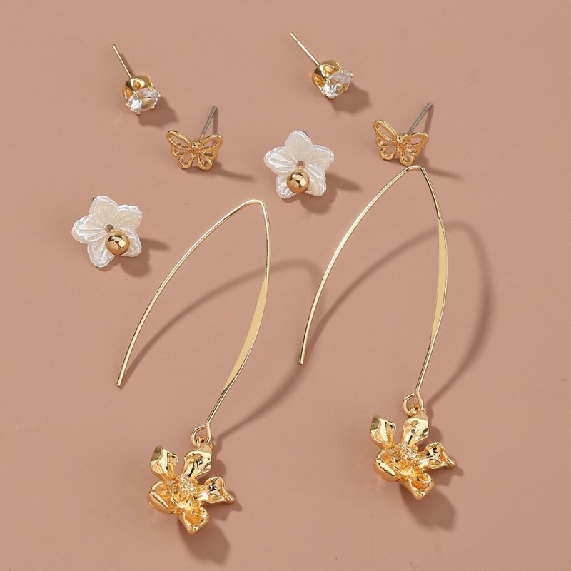 Japanese and Korean Partysu Set Combination Earrings Simple Temperamental All-Match Pearl Earrings Female Student Earrings