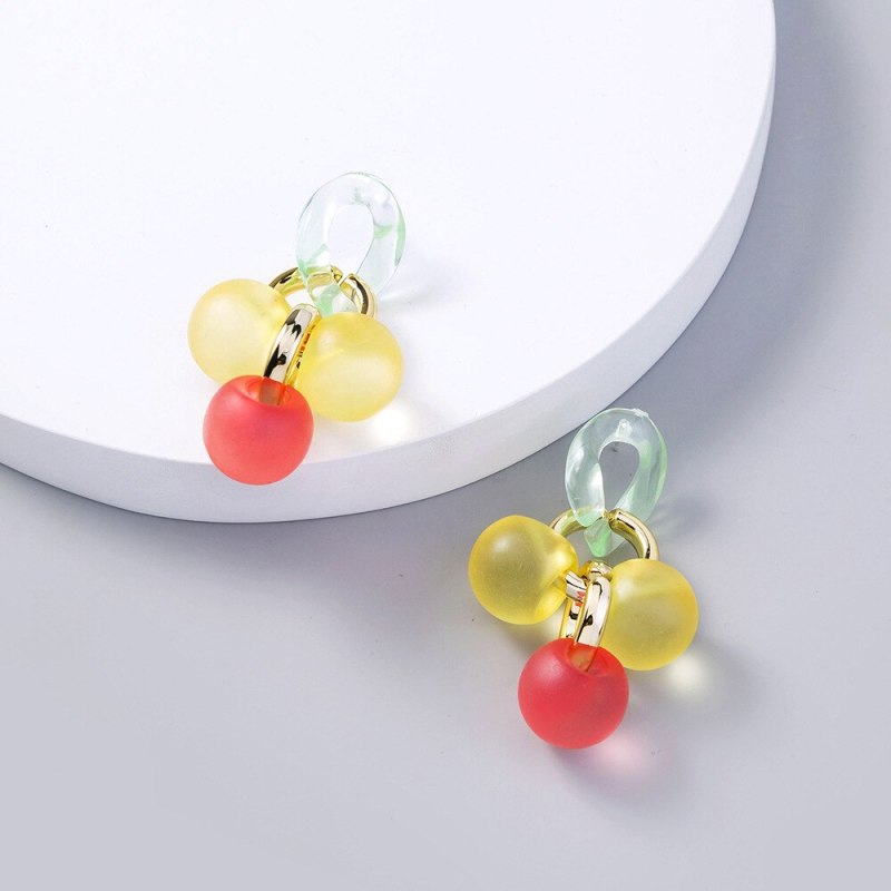 Europe and America Cross Border Hot Sale Jewelry Colorful Cute round Ball Candy Acrylic Ball Earrings Women's Accessories