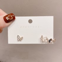 Japanese and Korean Ins Style Fresh Simple Earrings Unique Design Asymmetric Shell Butterfly Earrings Ear Studs Ear Clip