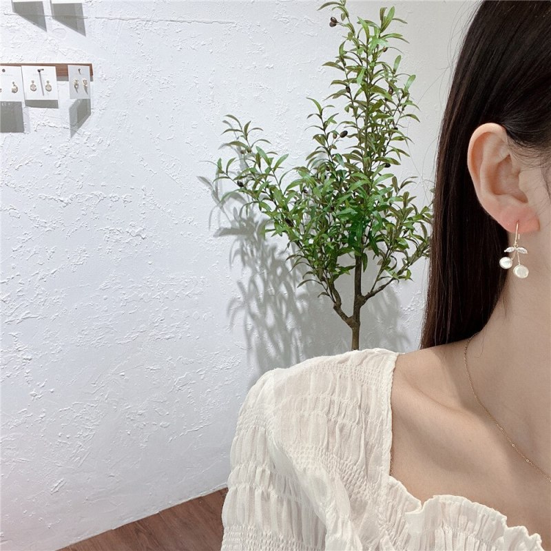 All-Match Internet Celebrity Same Cherry Ear Hook Copper Gold Plated All-Matching Graceful Ins Style Freshess Earrings Earrings