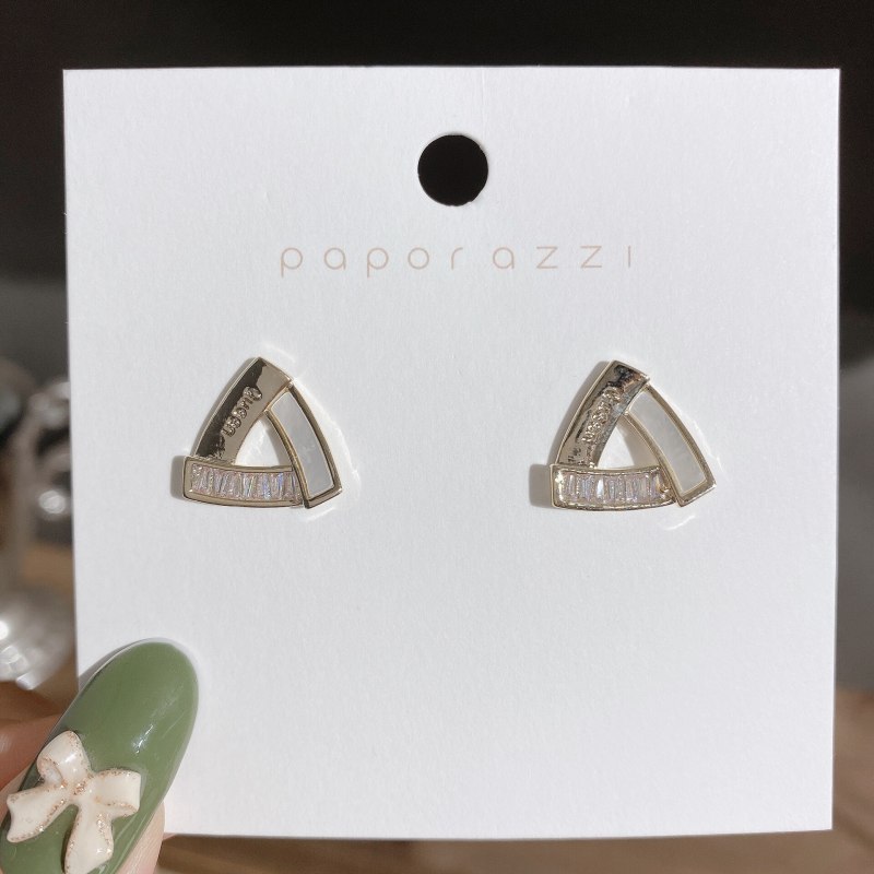 Sterling Silver Needle Korean Style Simple Graceful Triangle Earrings All-Match Shell Earrings Commuter Students Petite Earrings