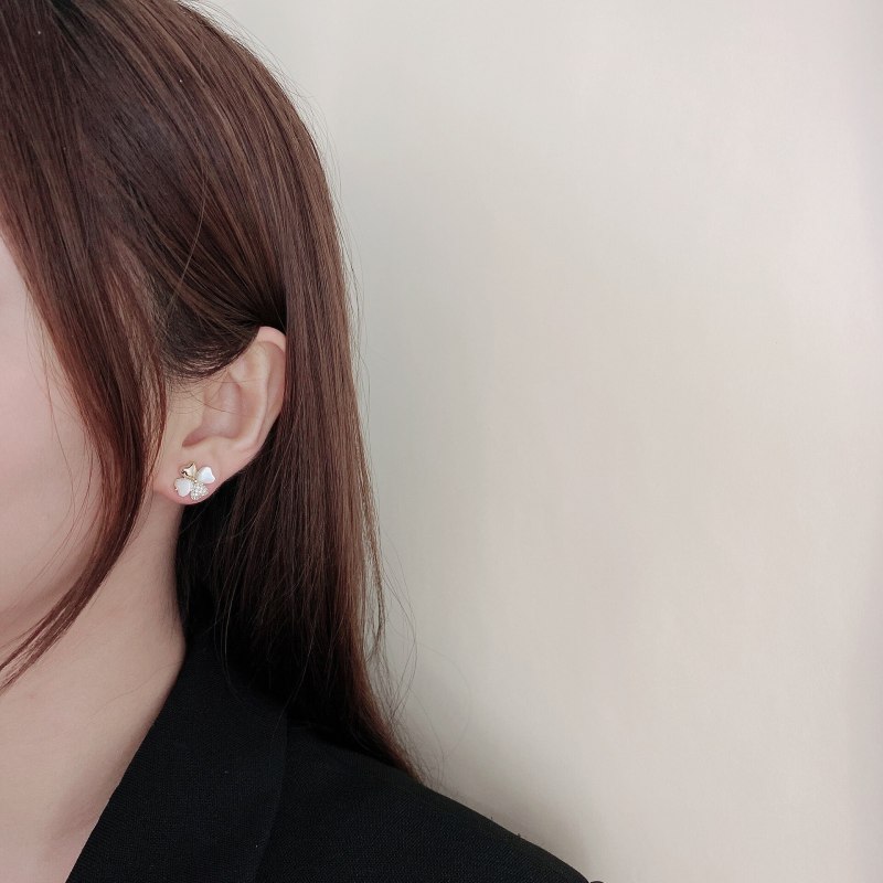 Korean Style Sterling Silver Needle Gold-Plated Inlaid Zircon Earrings Internet Celebrity Personalized Earrings Ins Earrings