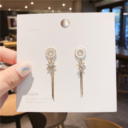 Korean Style 925 Silver Needle All-Match Personalized Earrings Tassel Temperament Online Influencer Tassel Shell Stud Earrings
