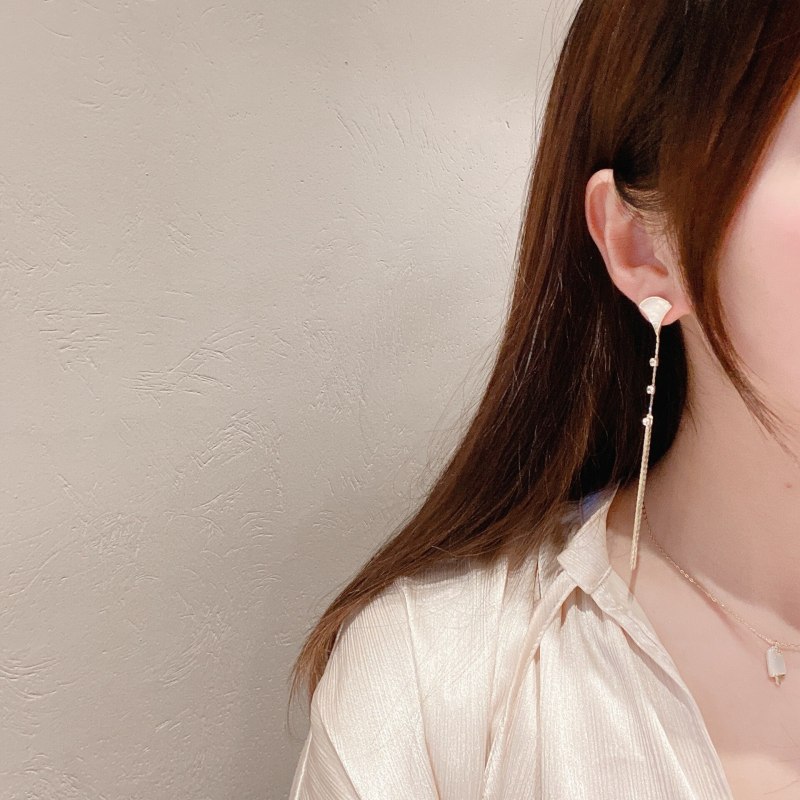 Design Sense Ins Online Influencer Earrings Female Current Geometry Shell Tassel Earrings Simple Stud Earrings Wholesale
