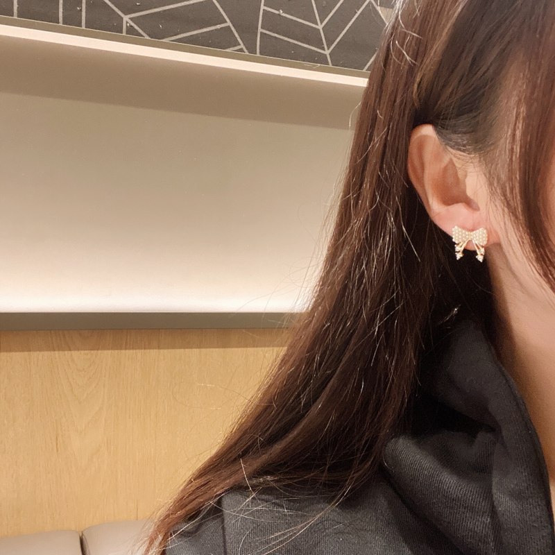 Fairy Mori Style Bowknot Earrings Daily Small Silver Needle Zircon Earrings Korean Style Ins Wind Net Red Earrings Wholesale