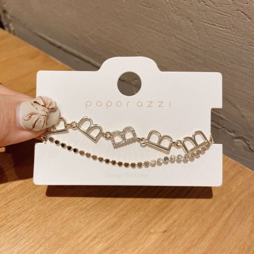 Niche Two-Tier Adjustable Letter Bracelet Simple All-Match Girlfriends Zircon Bracelet Internet Celebrity Gold-Plated Jewelry