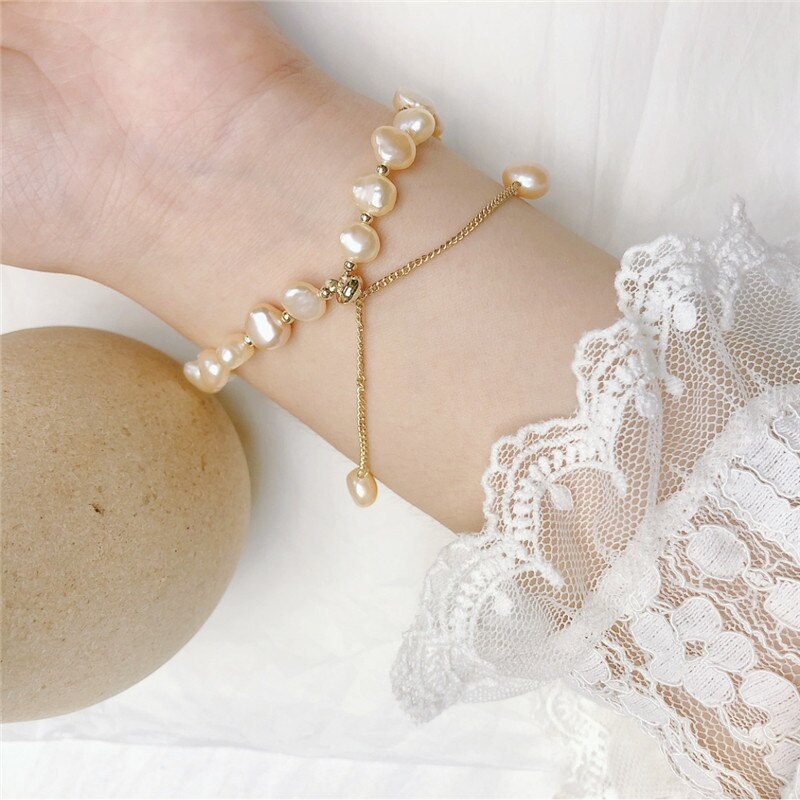 Japanese and Korean Fashion Baroque Freshwater Fashion Handmade Bracelet Wholesale Internet Celebrity Same Fishtail Bracelet