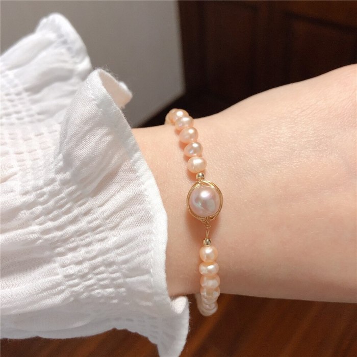 Korean Style Handmade Series Baroque Freshwater Pearl Bracelet Temperament Online Influencer Fashion Carrying Strap