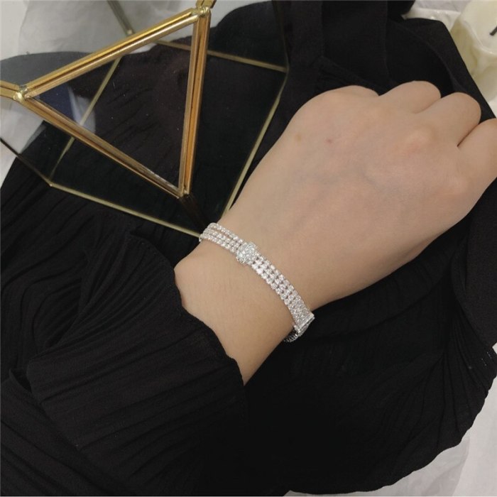 Korean Style Zircon Bracelet Korean Style Box Chain round Beads Pull-out Telescopic Adjustable Zircon with Diamond Bracelet