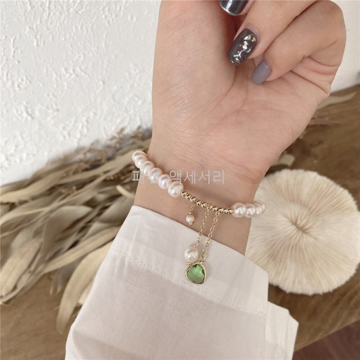 Simple and Fresh Natural Baroque Freshwater Pearl Bracelet Vintage Temperament Micro Inlaid Carrying Strap Carrying Strap
