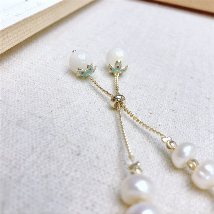 Korean Style Personal Influencer Same Style Handmade Bracelet Freshwater Pearl Grace Bracelet Adjustable Sweet Lady Bracelet