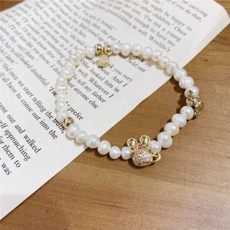 Summer Versatile New Year Mouse Bracelet Korean Style Freshwater Pearl Bracelet Graceful Personality Carrying Strap