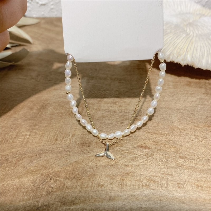 Korean Style Personalized Fishtail Bracelet Baroque Freshwater Pearl Jewelry Carrying Strap Gold-Plated Micro-Inlaid Jewelry