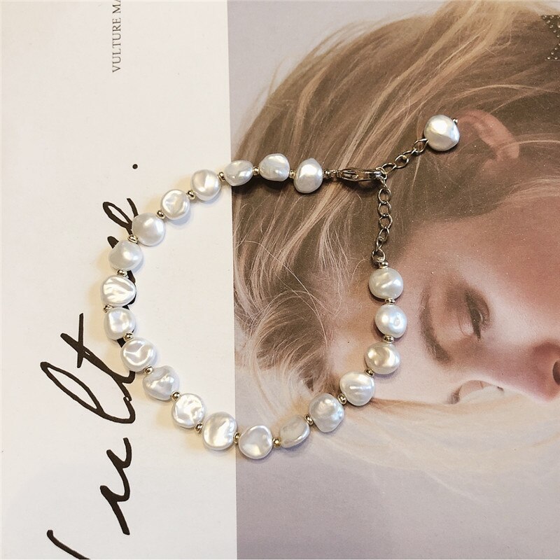 Creative Gentle Simple Temperament Fashion Freshwater Pearl Bracelet Gold-Plated Ornament Fairy Style Baroque Bracelet