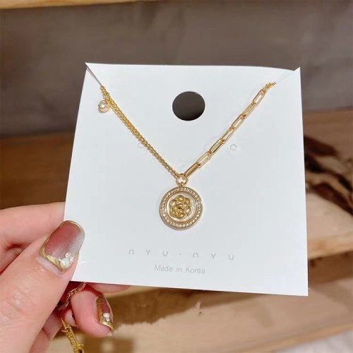 Korean Retro Simple Necklace Fashion Flower Shell Pendant Personality Stitching Chain Sweater Chain