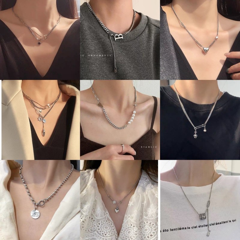 Simple Fashion in Europe and America Light Luxury Design Sense Necklace Men and Women Letter Hip Hop Clavicle Chain
