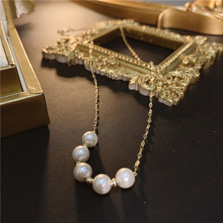 Simple All-Match Clavicle Chain Korean Style Internet Celebrity ame Style Elegant Gold Necklace for Women