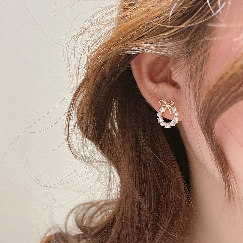 Tiny Bow New Trendy Earrings Internet Influencer Temperamental Earrings S925 Sterling Silver Needle Korean Earrings