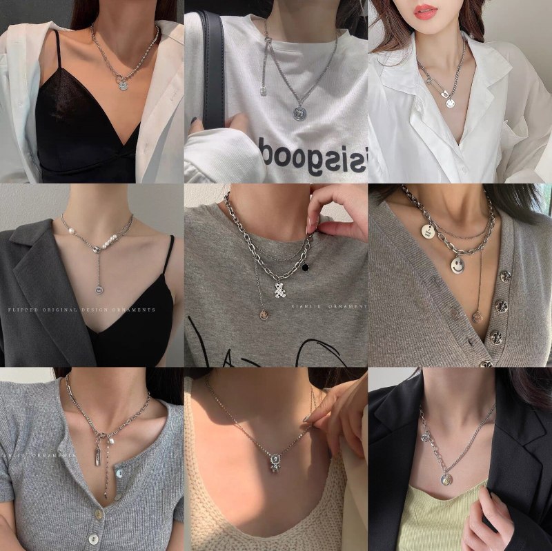 Titanium Steel Letter Necklace Female Personality Multi-Layer Stainless Steel Clavicle Chain All-Match Fashion Hip Hop Pendant