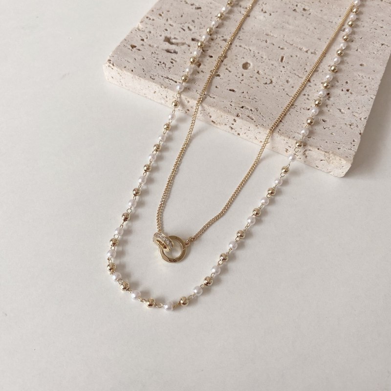 Korean Pearl Necklace Female Niche Design Double Layer Clavicle Chain Personality Fashion Twin Hot Selling Necklace