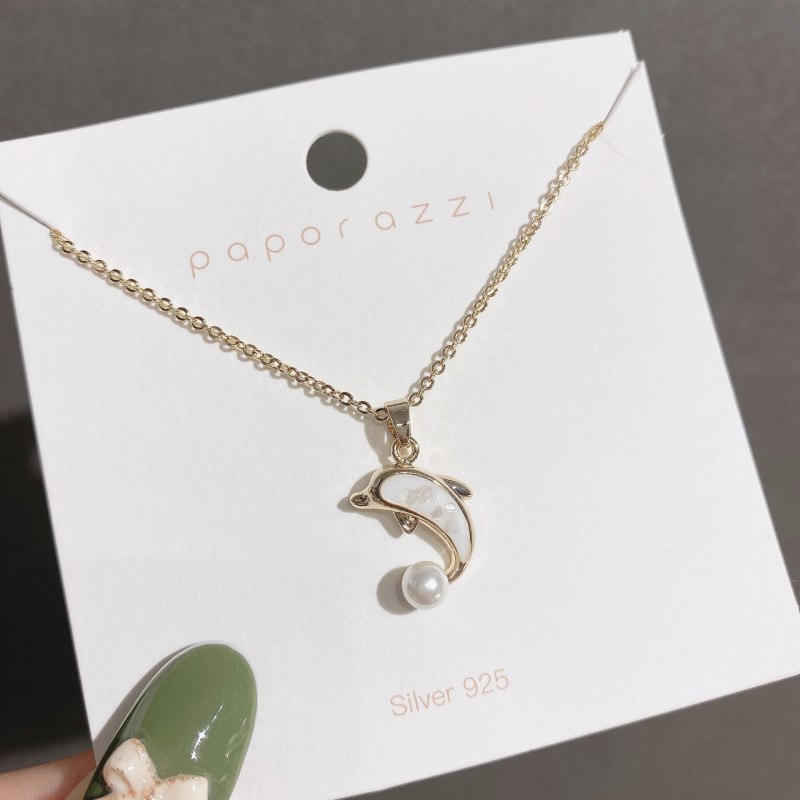 Dolphin Necklace Copper-Plated Gold Japanese and Korean Simple Girl Heart Temperament Clavicle Chain Minority All-Match Necklace