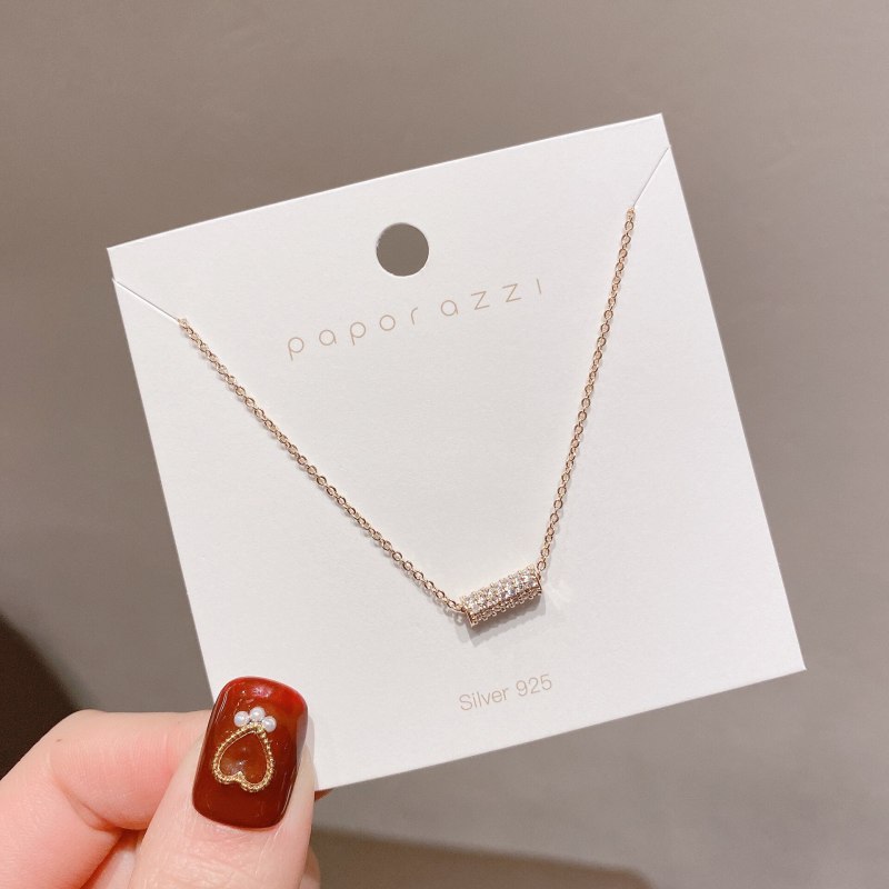 Simple New Fashion Rose Gold Plated Necklace For Women Micro Inlaid Zircon Korean Internet Celebrity Same Style Clavicle Chain