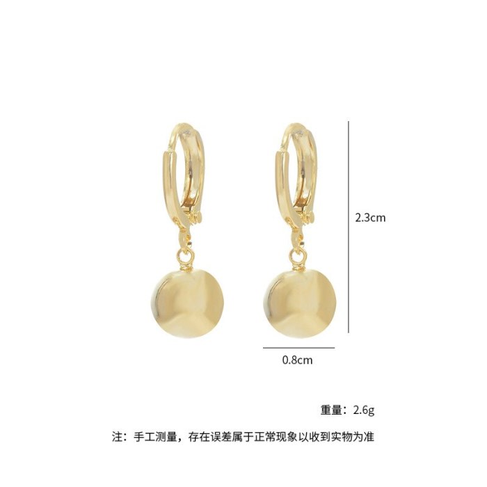 Earrings for Women Summer Golden Ball Ball Eardrops New Trendy Metal Ear Cuff South Korea Simple Graceful Earring Ornament