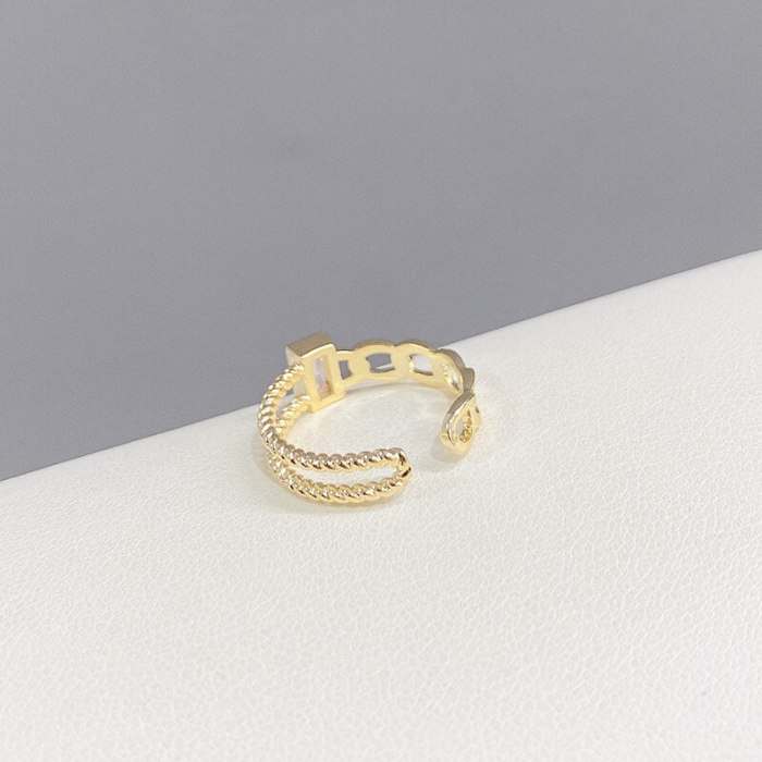 Super Flash Chain Full Rhinestone Zircon Ring Special-Interest Design Net Red Light Luxury Forefinger Ring Opening Ring
