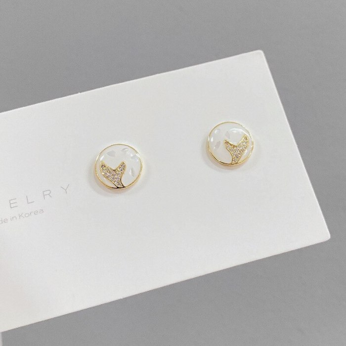 Korean Sterling Silver Needle Stud Earrings Fishtail Earrings for Women Niche Design Ornament