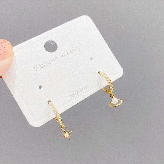 Fashion Micro Inlaid Zircon Ear Clip Three-Piece Earrings Small Personality One Card Three Pairs Combination Earrings Earrings