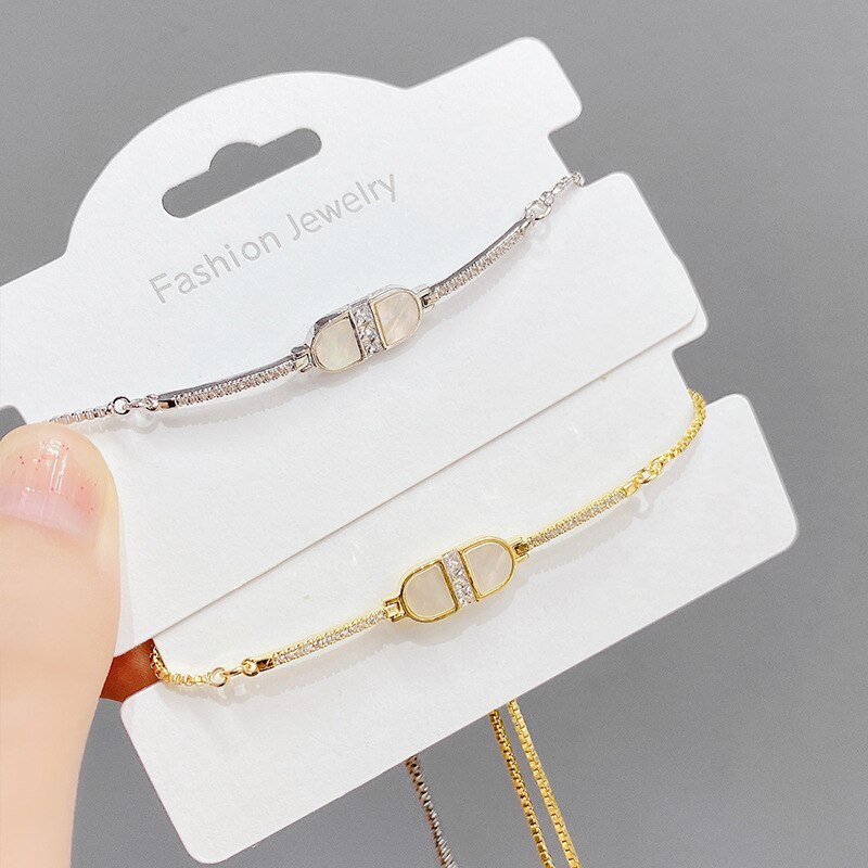 New Korean Style Fashion Shell Plated 14K Real Gold Adjustable Hand Drawer Zipper Women's High-Grade Temperament Bracelet