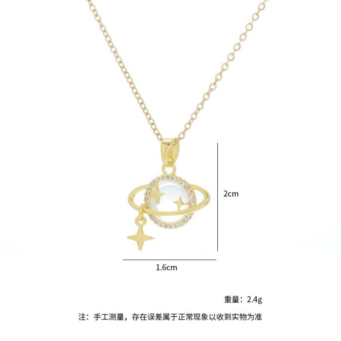 Fantasy Star Micro Zircon-Laid Necklace Female Special-Interest Design Clavicle Chain Simple Valentine's Day Gift for Girlfriend