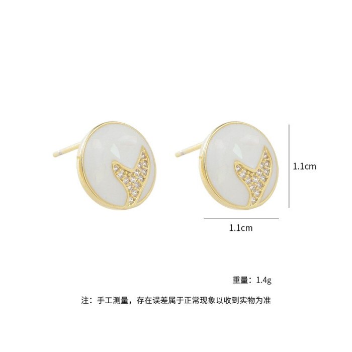 Korean Sterling Silver Needle Stud Earrings Fishtail Earrings for Women Niche Design Ornament